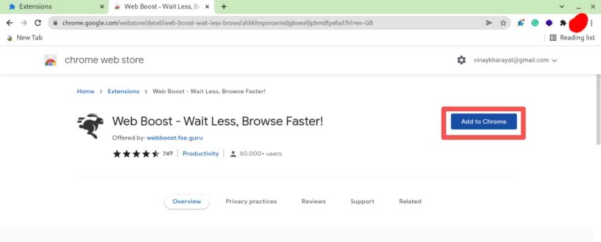 web boost chrome extension